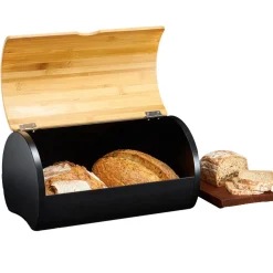 Chlebak metalowy z pokrywą bambusową Natural