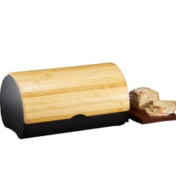 Chlebak metalowy z pokrywą bambusową Natural