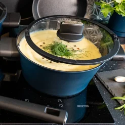 Garnek aluminiowy z pokrywką Azzurro