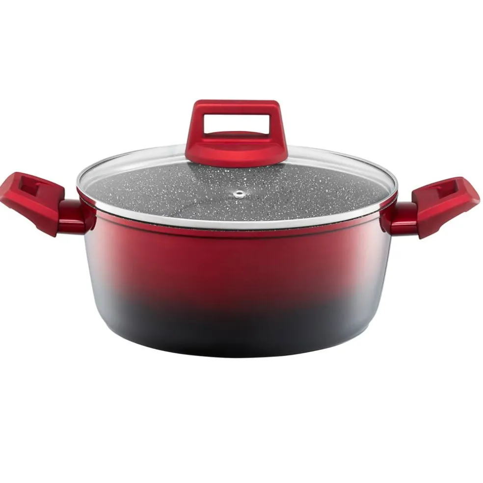 Garnek aluminiowy z pokrywką Ombre Red