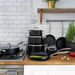 Garnek aluminiowy z pokrywką Ribs