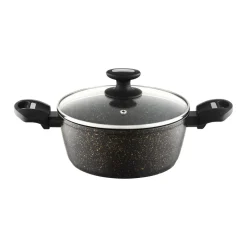 Garnek z pokrywą z powłoką Qualum Basic Stone Edition 20 cm Luxe