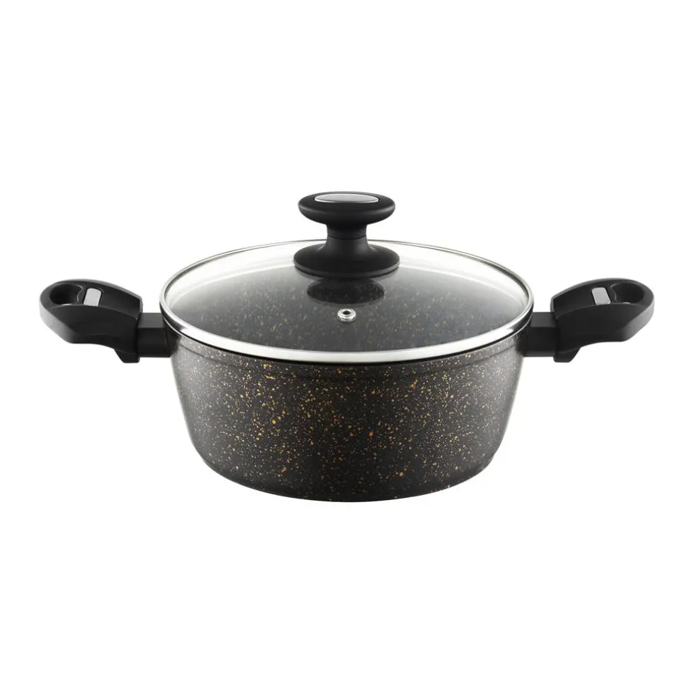 Garnek z pokrywą z powłoką Qualum Basic Stone Edition 20 cm Luxe