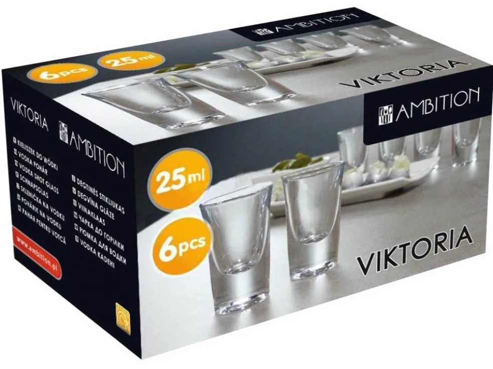 Komplet 6 kieliszków do wódki 25 ml Viktoria