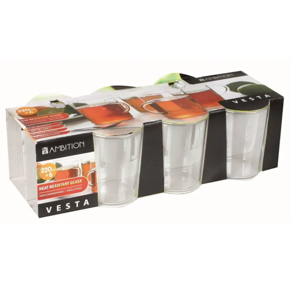 Komplet 6 szklanek żaroodpornych 220 ml Vesta