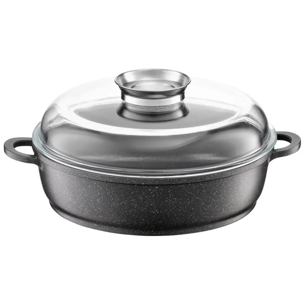 Patelnia głęboka z powłoką Qualum Basic Stone 28 cm Luxe