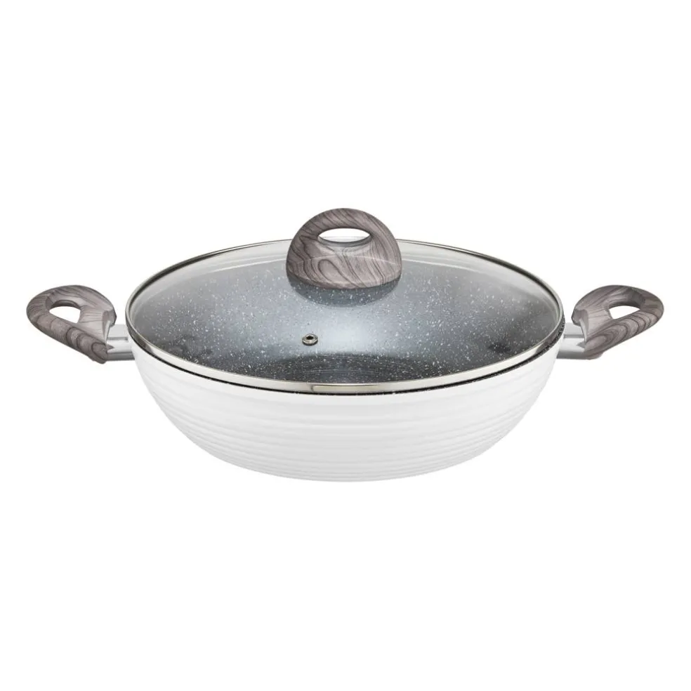 Patelnia głęboka z powłoką Qualum Basic Stone Edition 28 cm Wavy