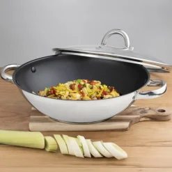 Patelnia wok z dwoma uchwytami 30 cm z pokrywką Storm