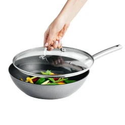 Patelnia wok z pokrywą z powłoką Qualum Basic 28 cm Bubble