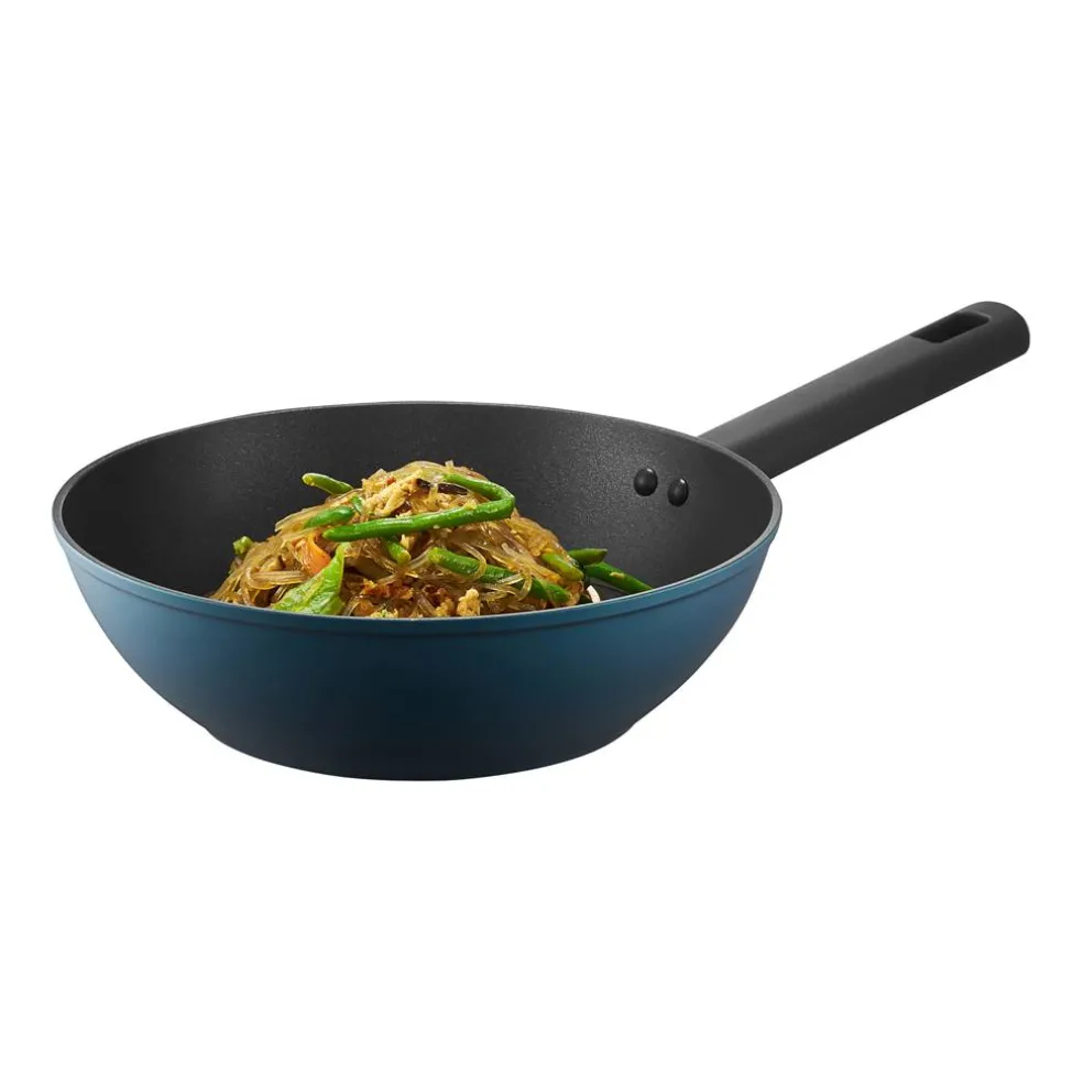 Patelnia wok z powłoką Qualum Basic 26 cm Azzurro