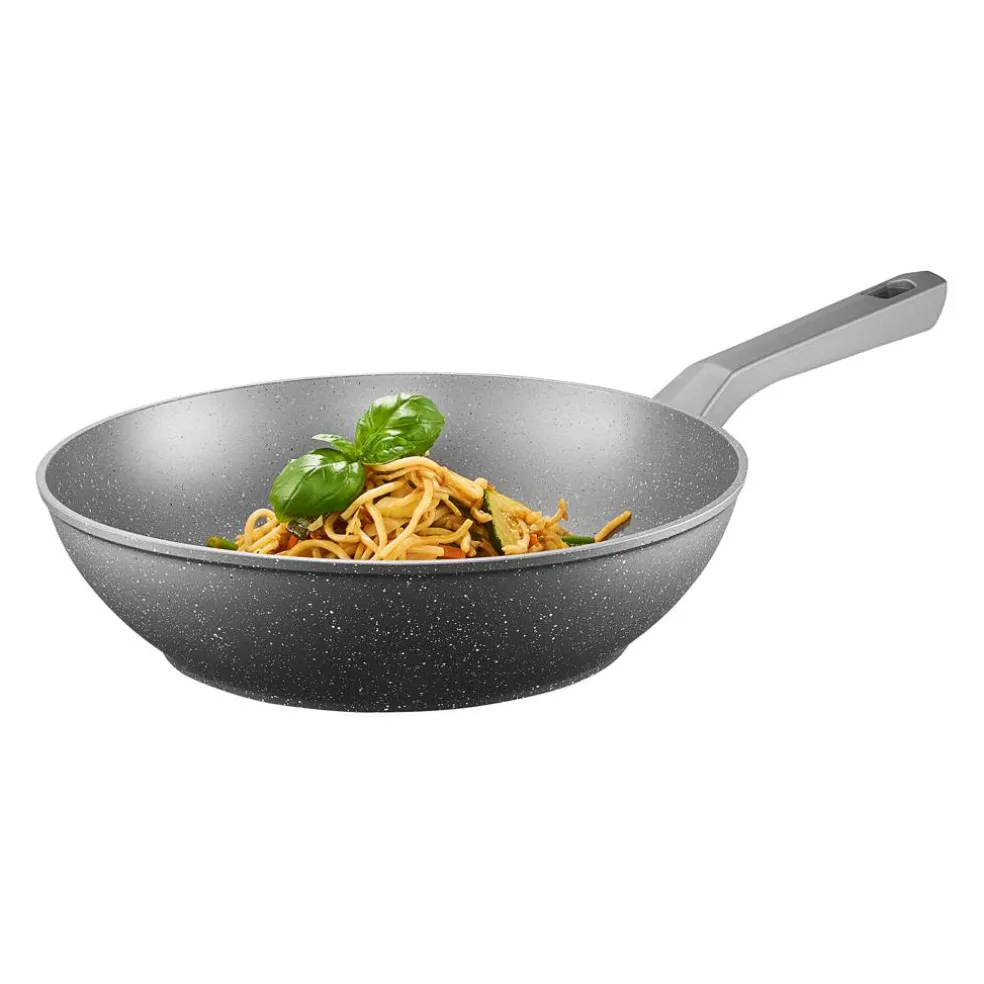Patelnia wok z powłoką Qualum Basic Stone Edition 28 cm Silverstone