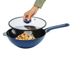 Patelnia wok z powłoką Qualum Ceramic 30 cm Cobalt