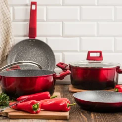 Patelnia z powłoką Qualum Ceramic Stone Edition Ombre Red