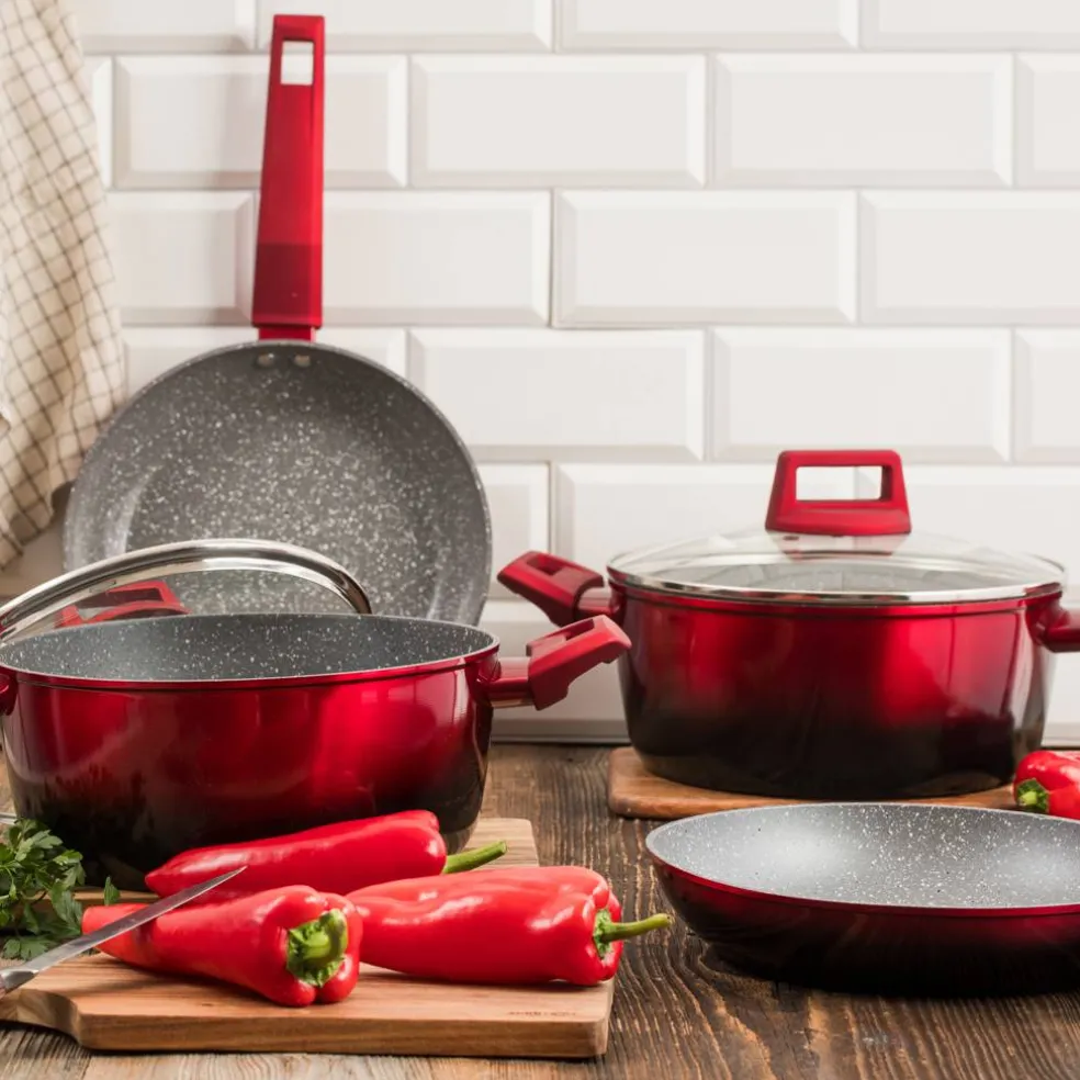Patelnia z powłoką Qualum Ceramic Stone Edition Ombre Red