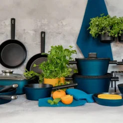 Rondel z pokrywą z powłoką Qualum Basic 1,7 l Azzurro