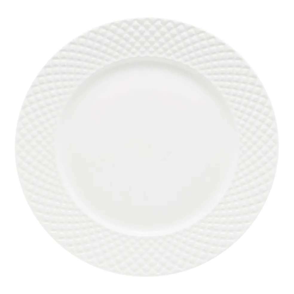 Talerz deserowy 20 cm Grid biały