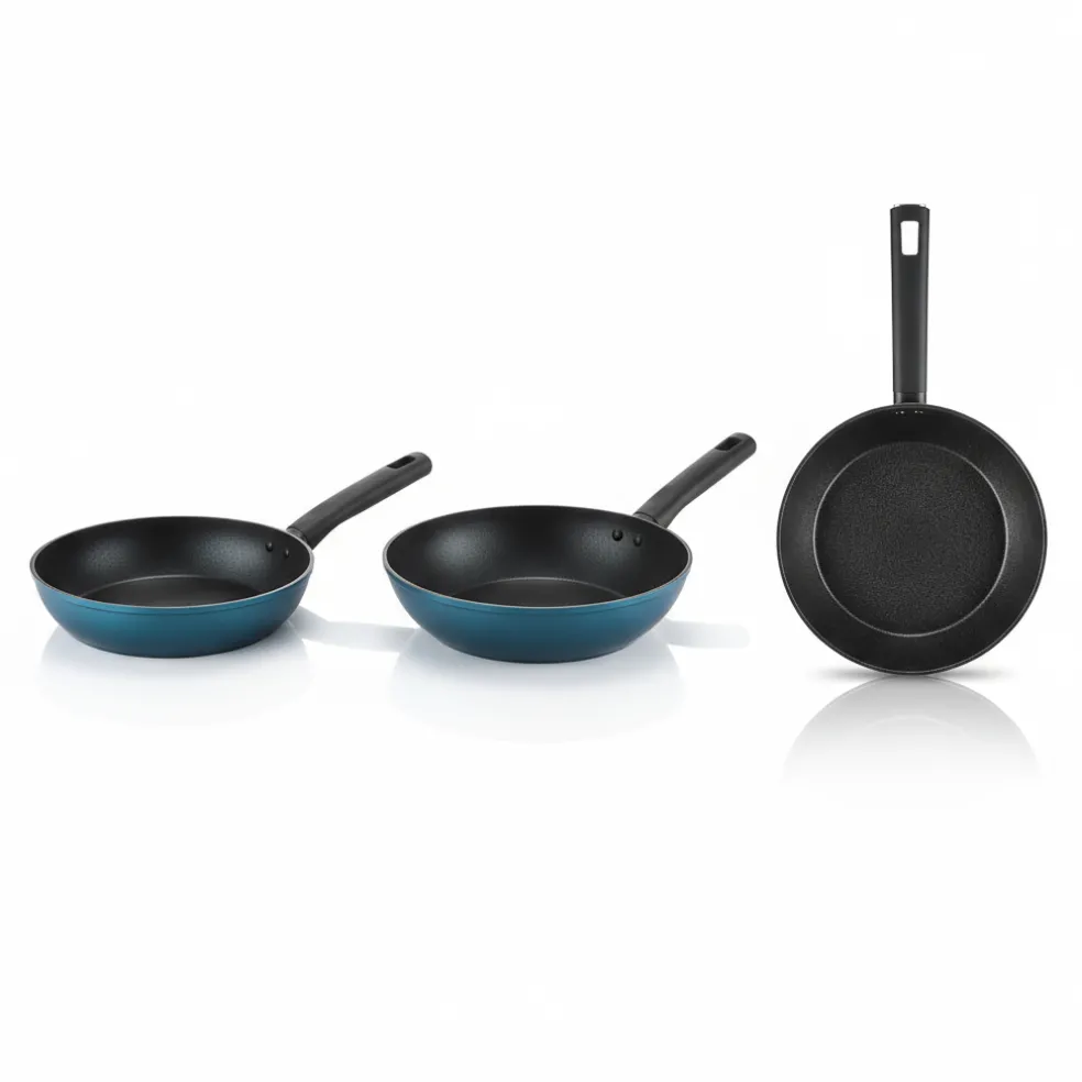 Zestaw patelni z powłoką Qualum Basic 3-elementowy Azzurro